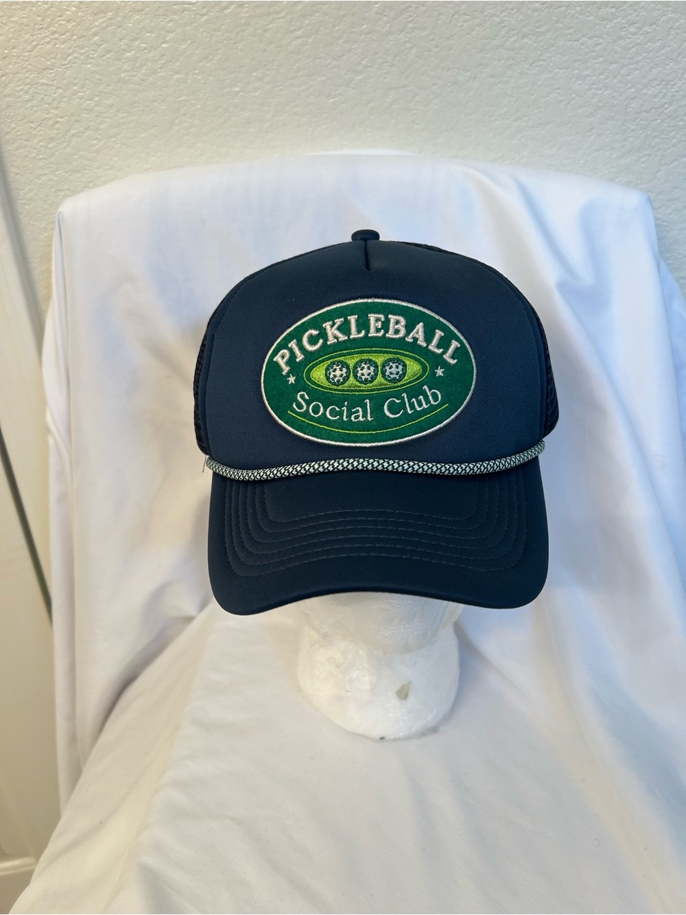 NWT Anthropologie Pickleball Social Club Navy Rope-Trucker Hat